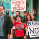 Members of the art world gather outside the Whitney Museum to protest "Jesus Rising #4" (below).